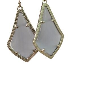 Kendra Scott Carla Earrings Gray‎ translucent Rhodium Filigree Drop Dangle